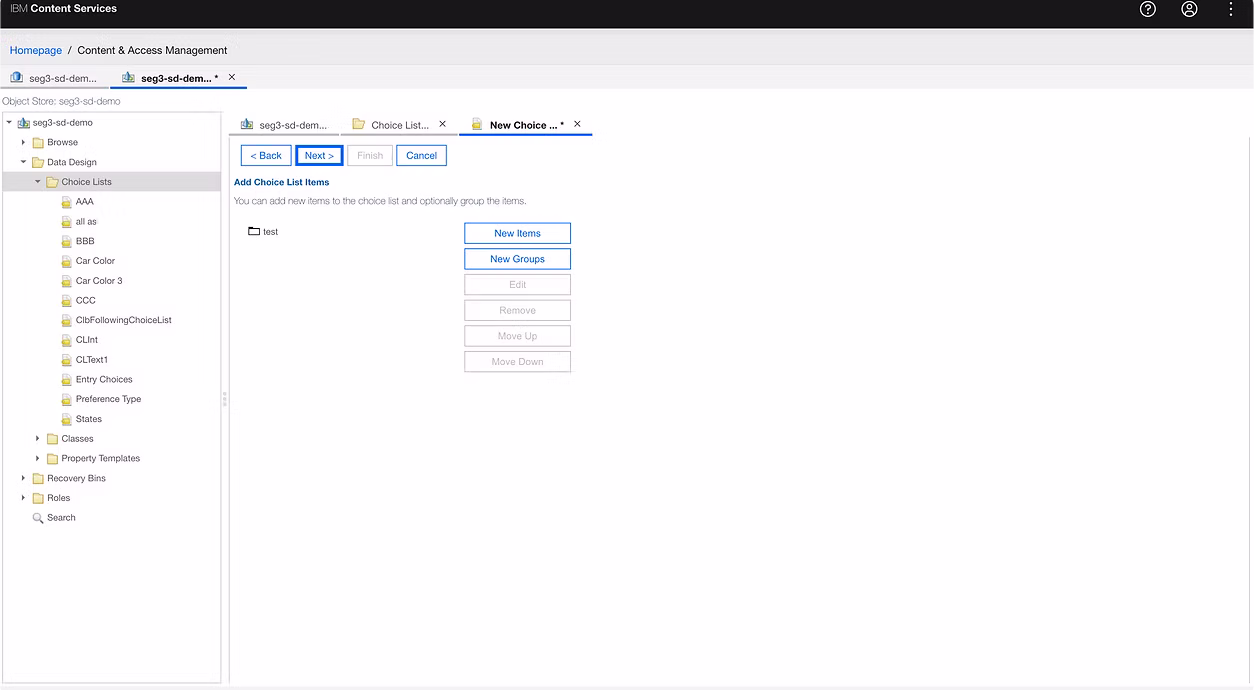 Creating a choice list in FileNet