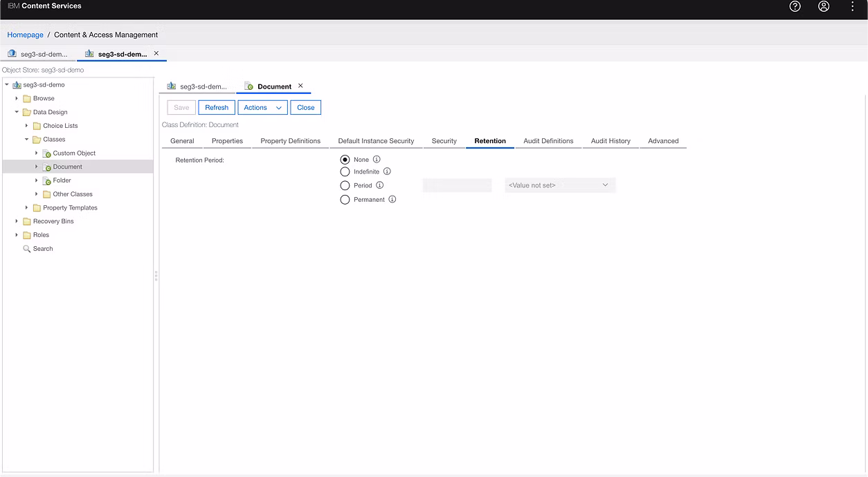 Setting up retention in FileNet
