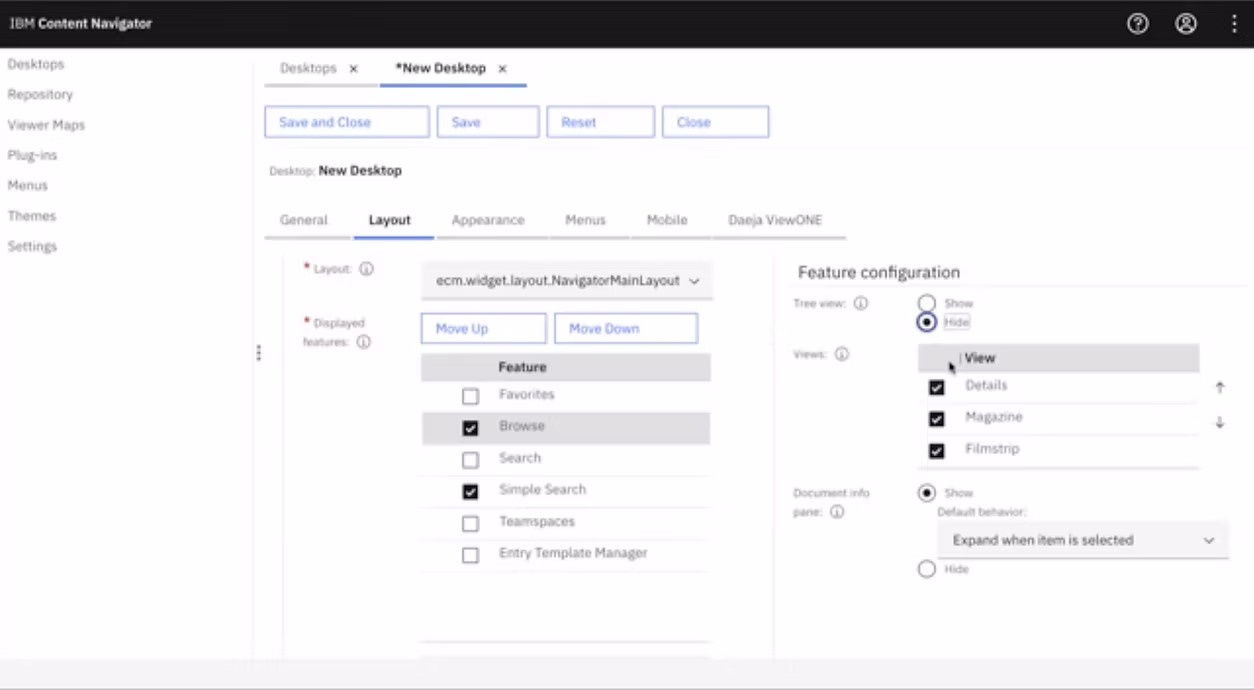 Configuring a desktop in FileNet