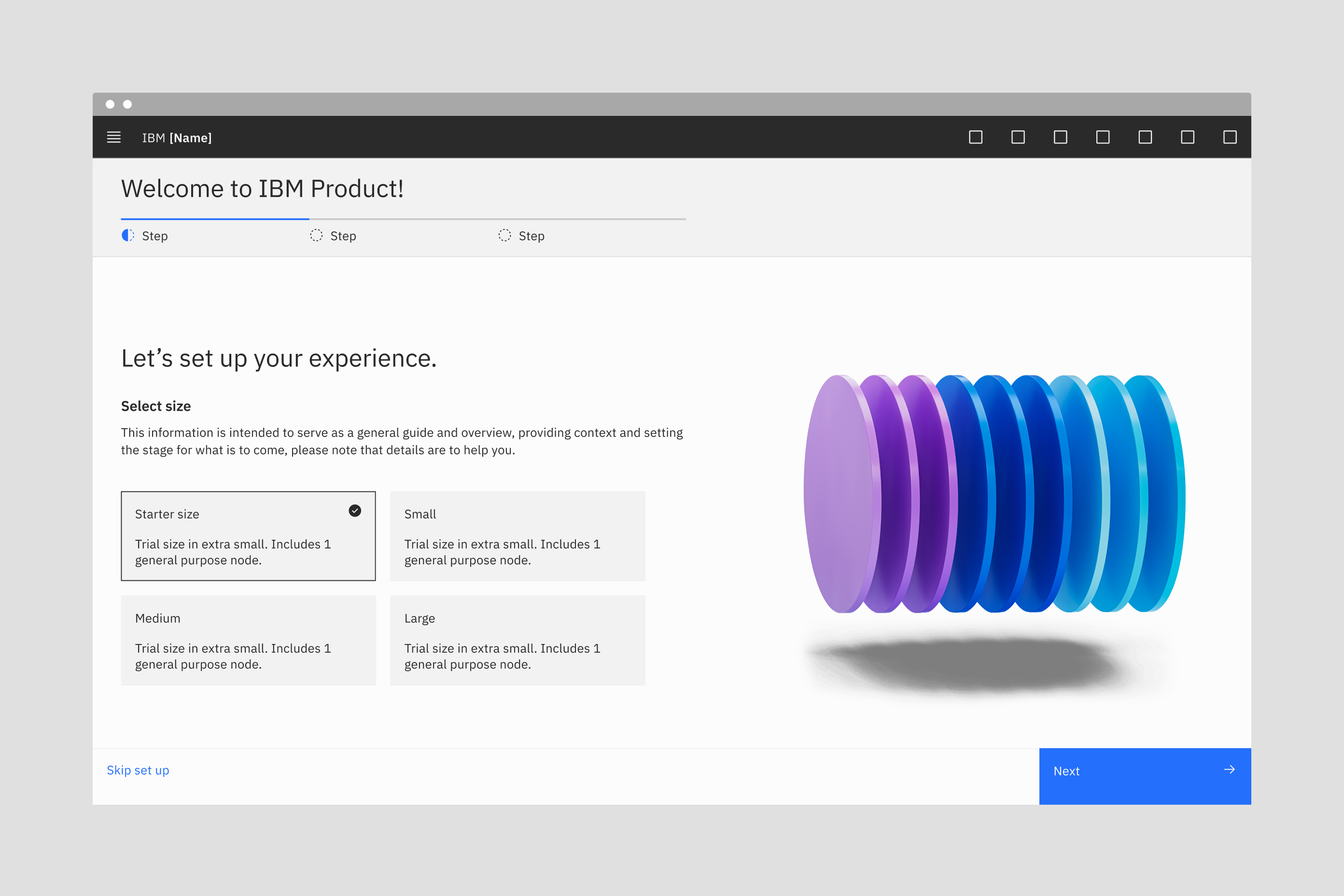 Interstitial product setup use case